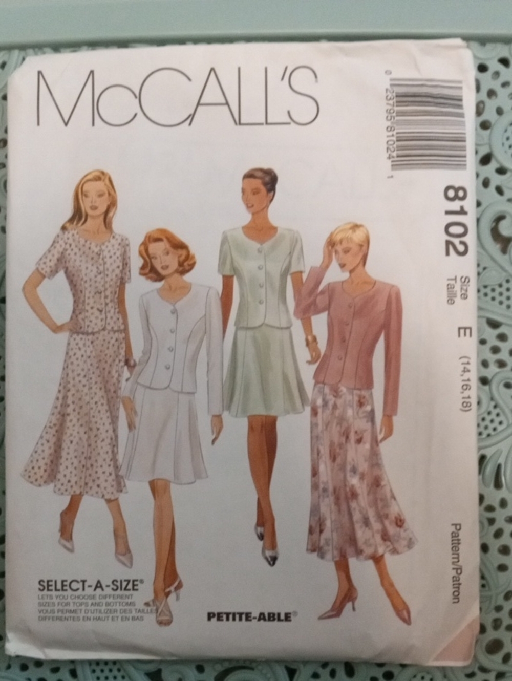 McCall's Women's Pattern Button-Front Jacket Flared Skirt - Style Pattern # 8102